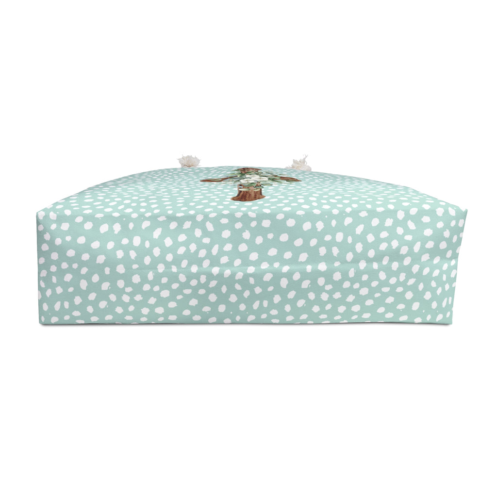 Floral Cross Weekender Bag – Mint Polka Dot Travel Tote