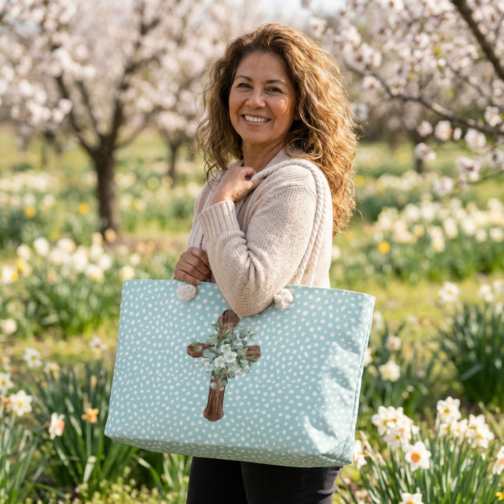 Floral Cross Weekender Bag – Mint Polka Dot Travel Tote