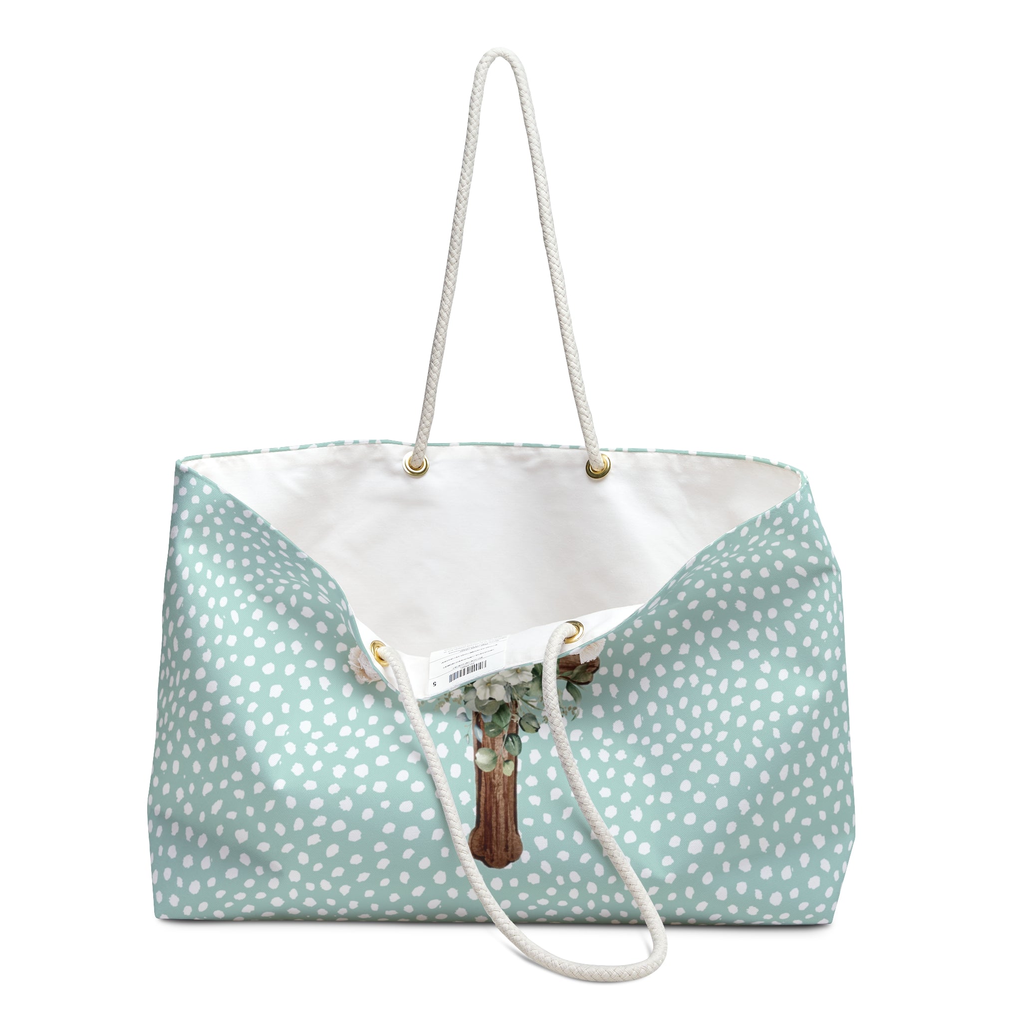 Floral Cross Weekender Bag – Mint Polka Dot Travel Tote